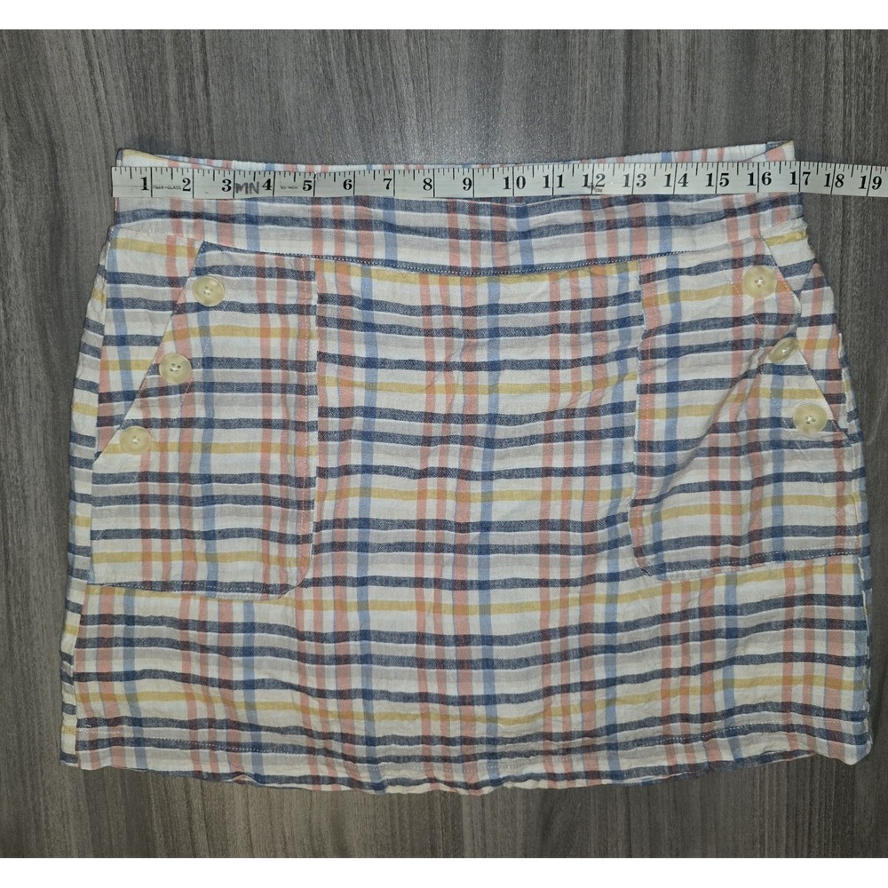 CATO Plaid Linen Blend Skort Pockets Picnic Cottagecore Feminine Preppy Sz L - Picture 9 of 9